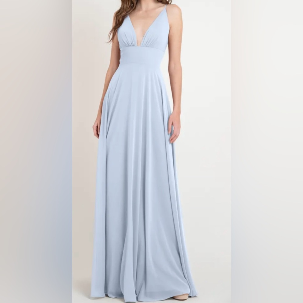 Jenny Yoo Brady Luxe Chiffon Bridesmaid Dress: Size 10, Whisper Blue